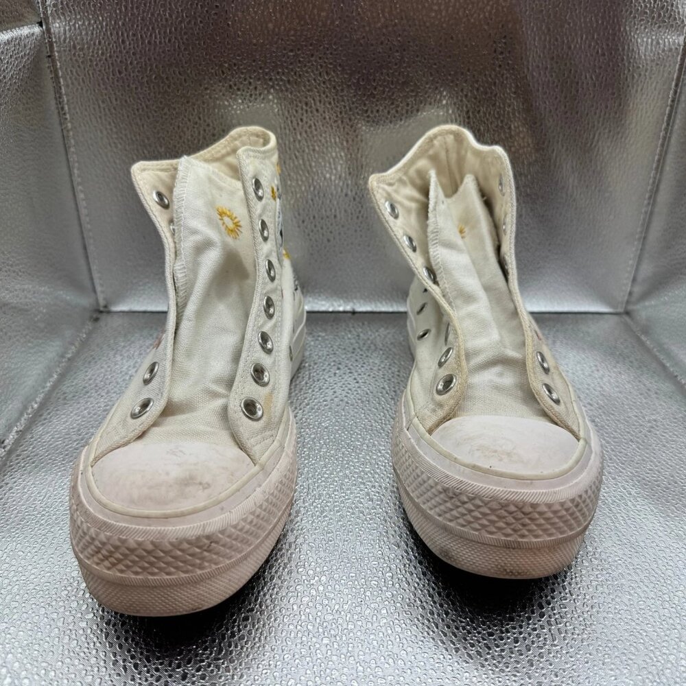 Size 5.5 - Converse All Star Womens Cream/Floral High Top Sneakers Shoes 5710866
